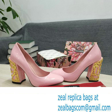 Dolce  &  Gabbana Logo Heel 10.5cm Patent leather Pumps Light Pink 2022